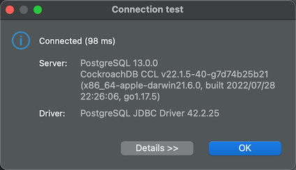 DBeaver - connection success dialog